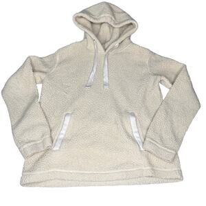 Abercrombie & Fitch Oversized Hoodie XS Beige Sherpa Lined Soft A&F Essentials